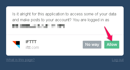 authorize ifttt to use tumblr