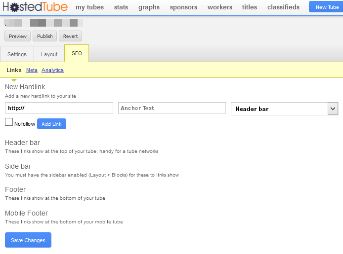 set up the SEO settings of your hostedtube